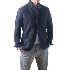 NEW RELWEN moleskin trap blazer in dark navy